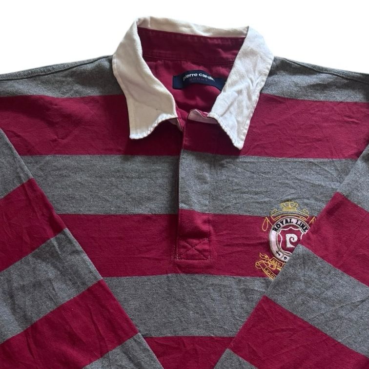 Extra large Pierre Cardin Grey and Burgundy Rugby Shirt