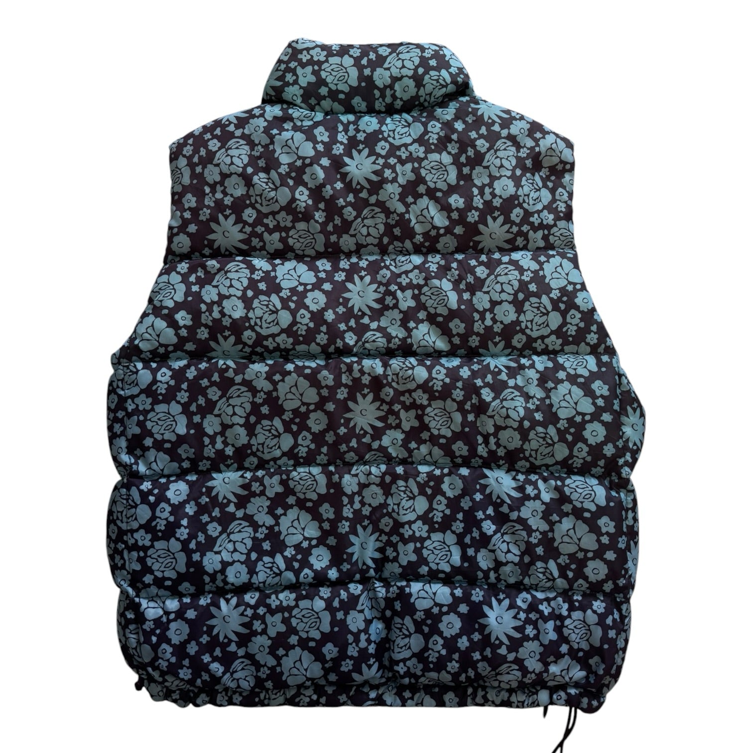 Woman's Medium Ralph Lauren Black and Blue Floral Gilet Puffer Coat