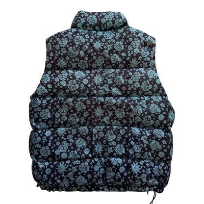 Woman's Medium Ralph Lauren Black and Blue Floral Gilet Puffer Coat