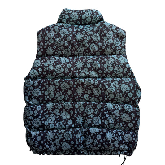 Woman's Medium Ralph Lauren Black and Blue Floral Gilet Puffer Coat