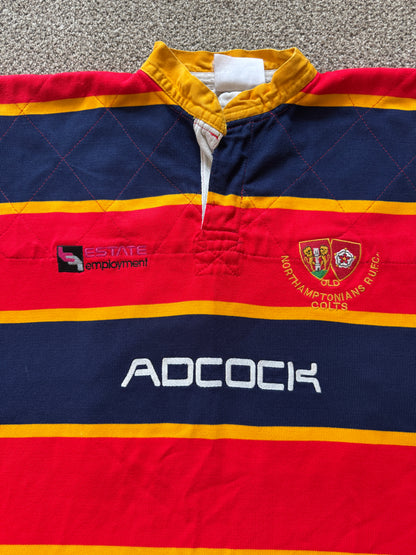 Large 2003 Northamptonians RUFC Colts Red, Yellow and Navy Rugby Shirt