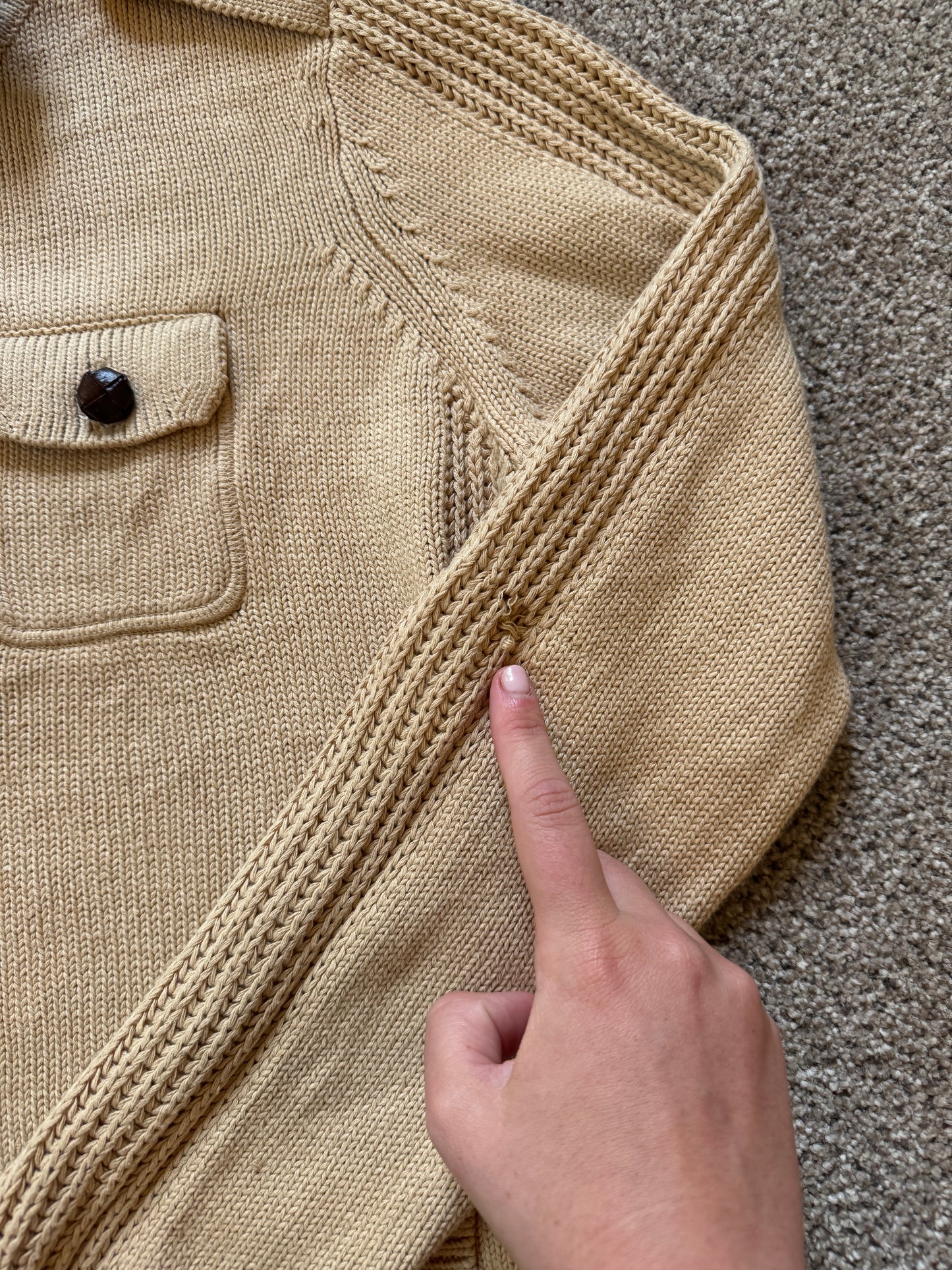 Woman's Large Ralph Lauren Beige Military Style Cardigan