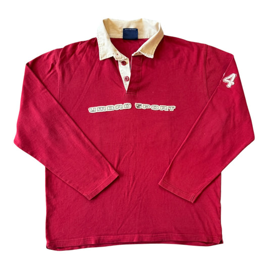 Large Umbro Sport Red Rugby Shirt