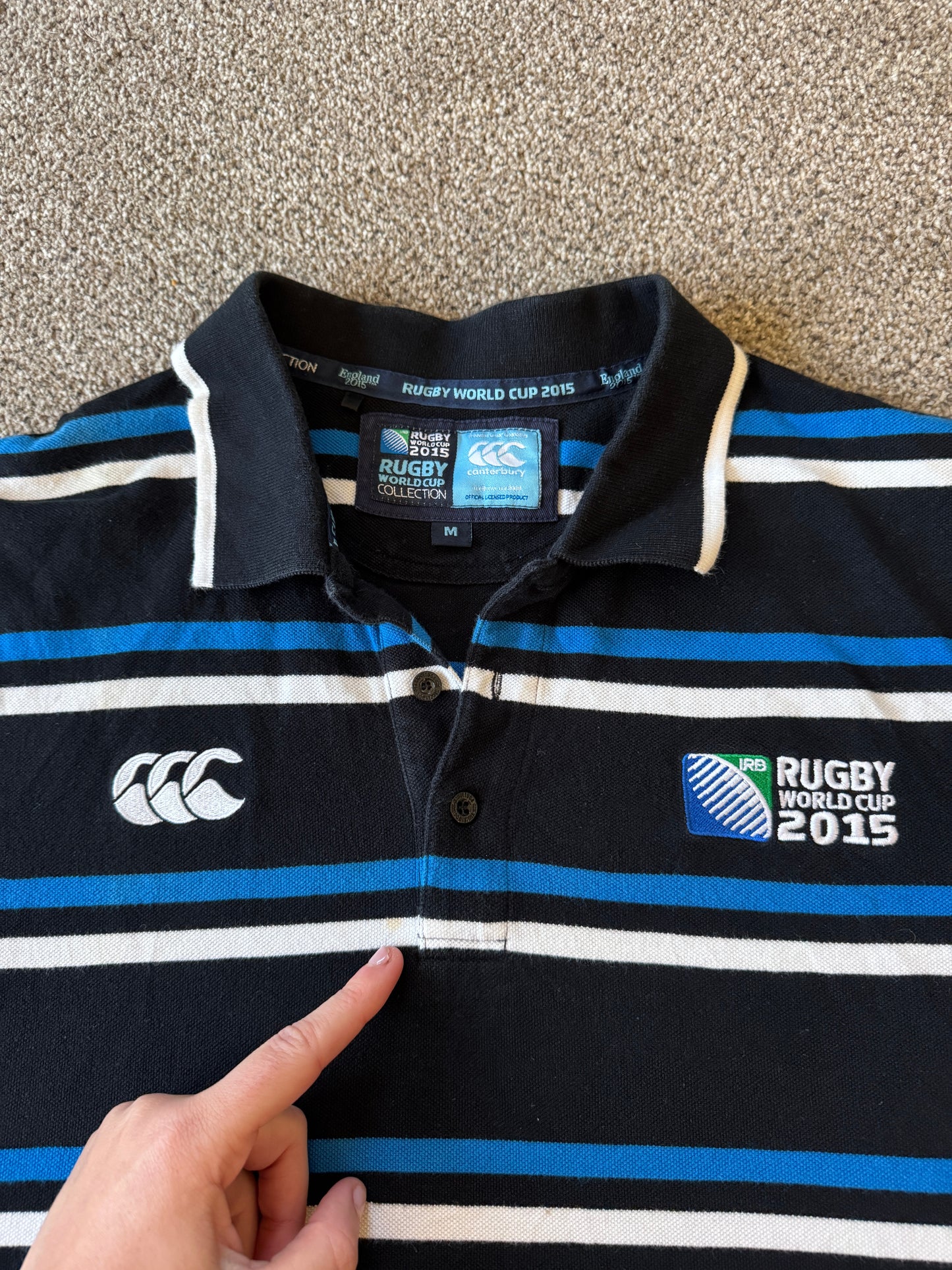 Medium Canterbury Black Rugby World Cup 2015 Polo Shirt