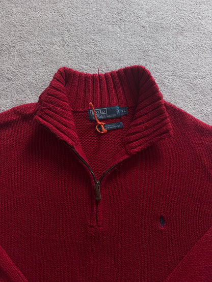 Extra large Ralph Lauren Red Knitted 1/4 Zip Jumper