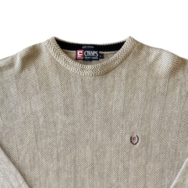 Large Chaps Beige Herringbone Knitted Jumper