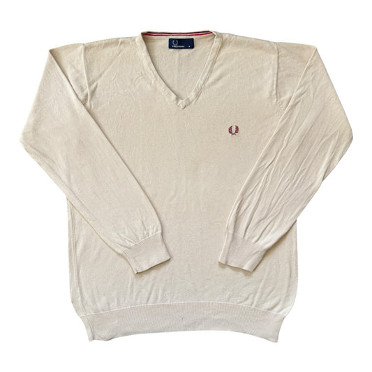 Medium Fred Perry Beige V-Neck Jumper
