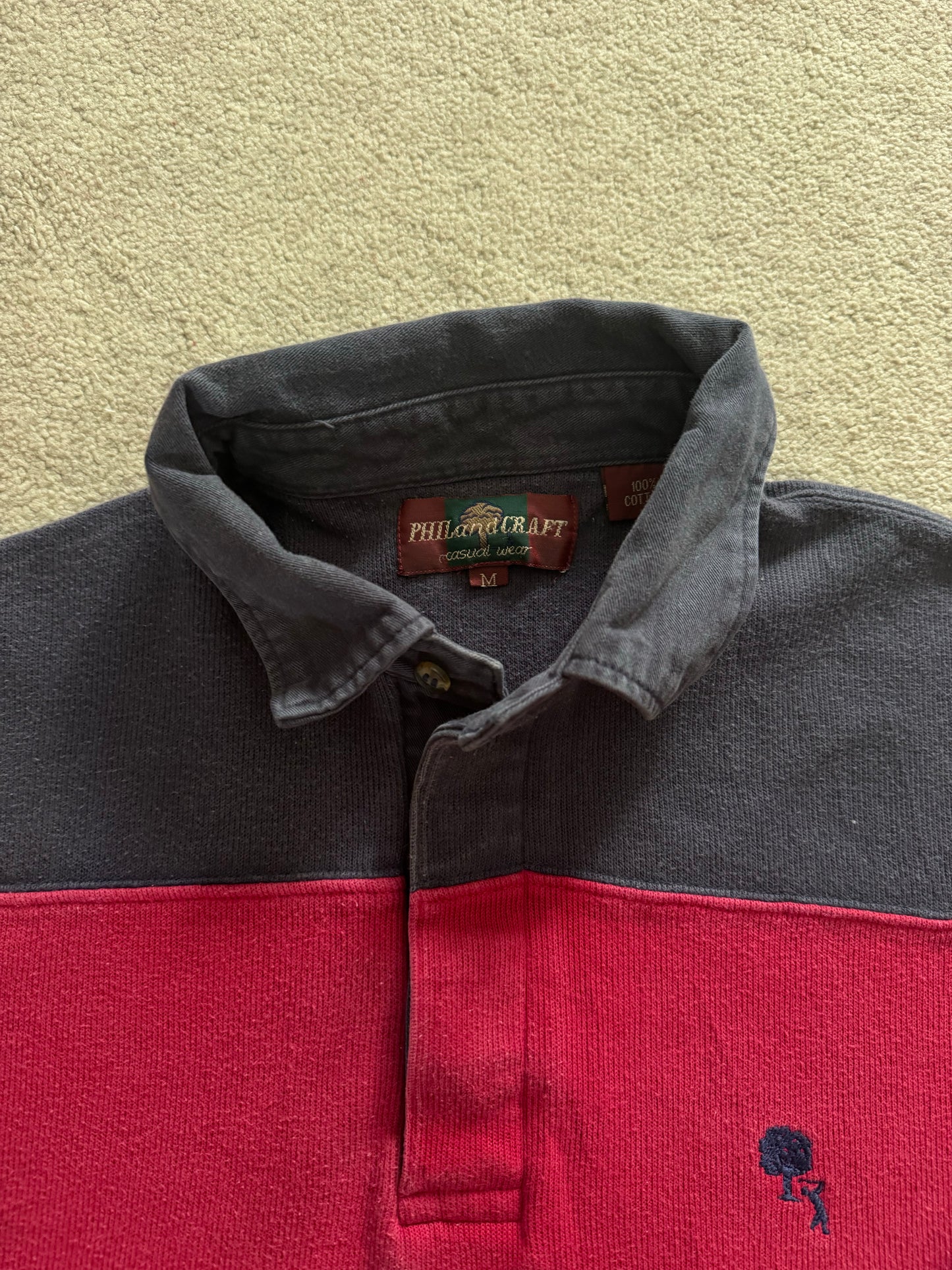 Medium Phil and Craft Navy and Red Rugby Shirt
