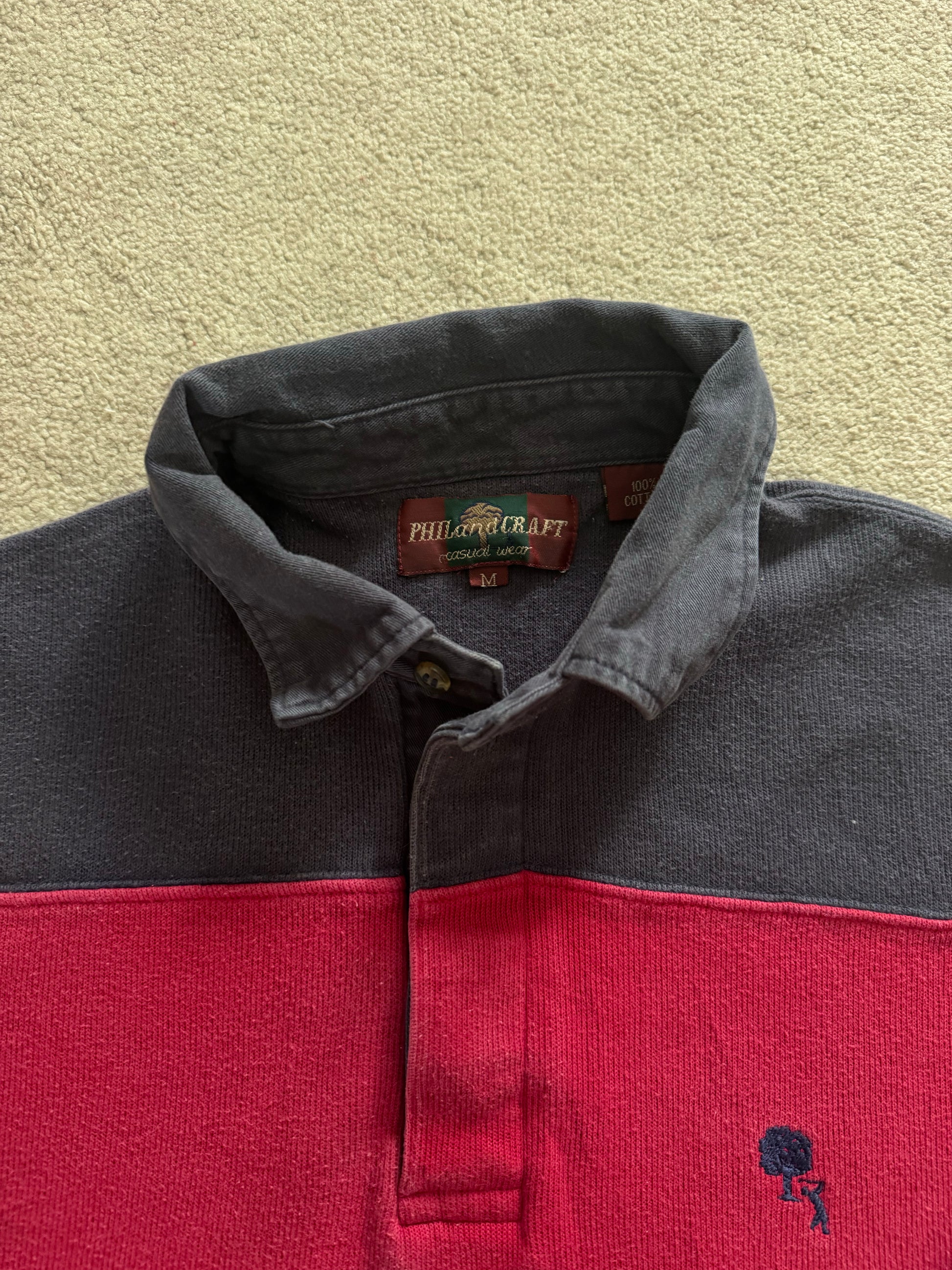 Medium Phil and Craft Navy and Red Rugby Shirt