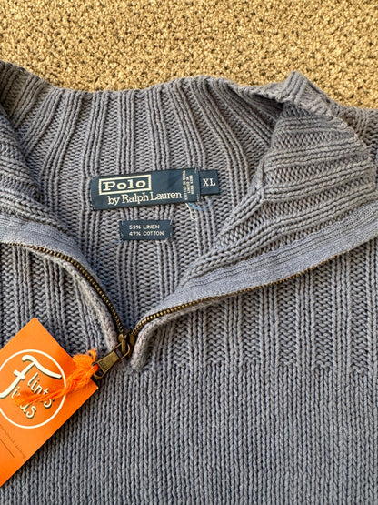 Extra large Ralph Lauren Light Blue Ribbed 1/4 Zip