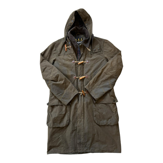 Medium Barbour Olive Green A651 Classic Duffle Waxed Jacket