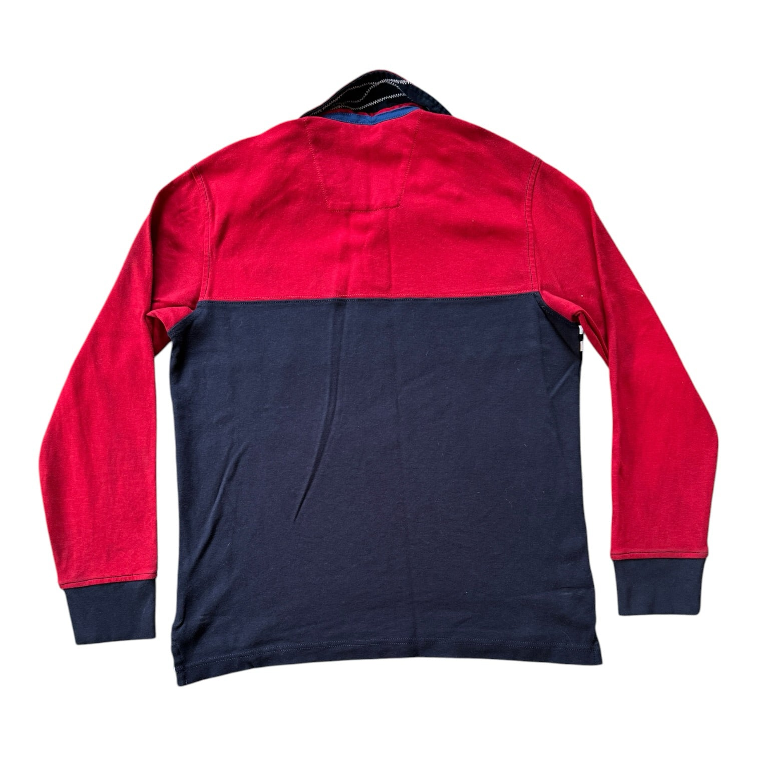 Small Nautica Red and Navy Rugby Shirt - colour bled