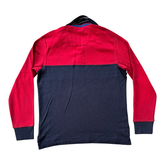 Small Nautica Red and Navy Rugby Shirt - colour bled