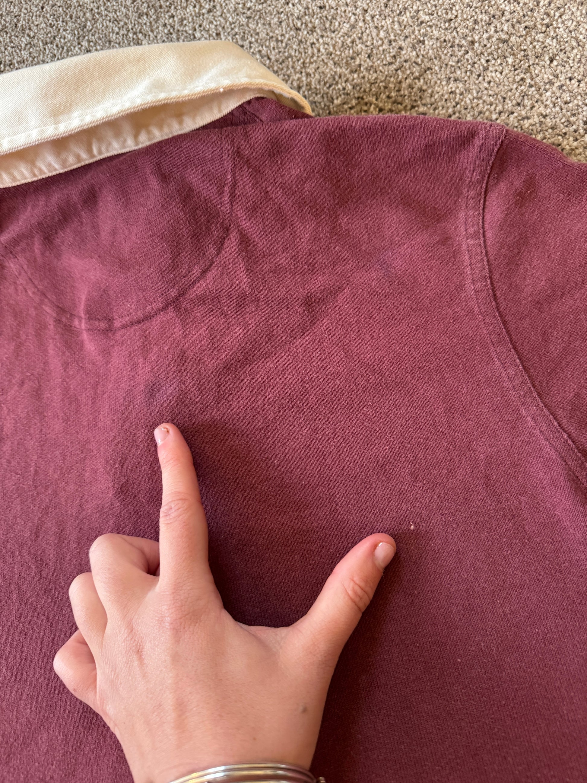 Small Barbour Burgundy Red Rugby Shirt