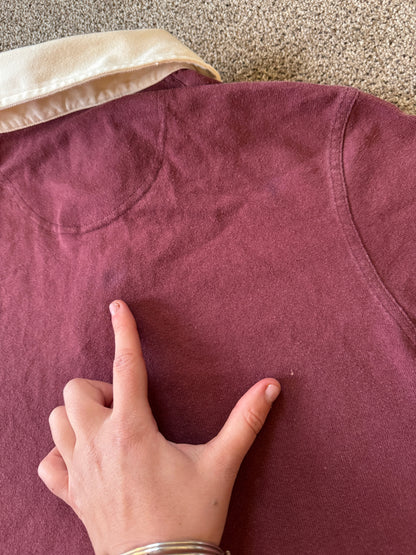 Small Barbour Burgundy Red Rugby Shirt