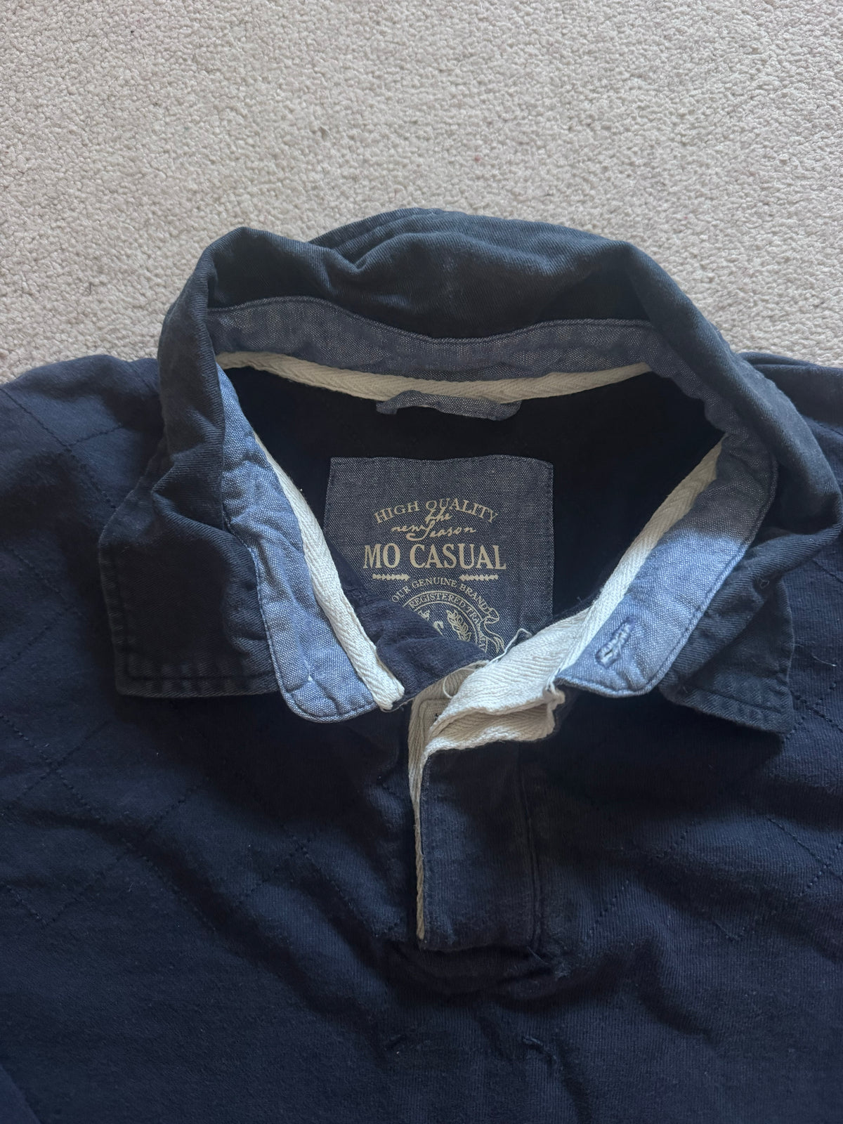 Small Mo Casual Navy Rugby Shirt