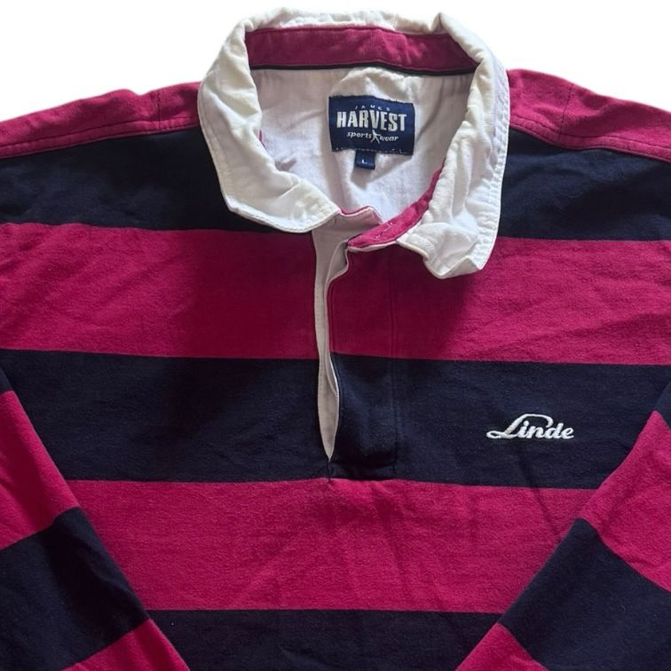Large Harvest Navy and Pinky Red Rugby Shirt