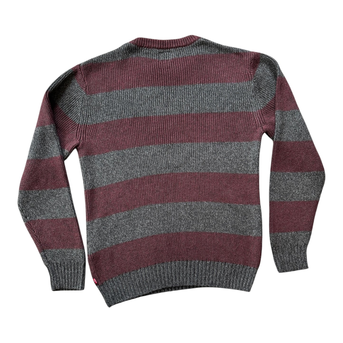 Medium Levi's Grey and Burgundy Knitted Jumper