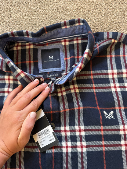Brand New XXL Crew Clothing Navy Tartan Shirt