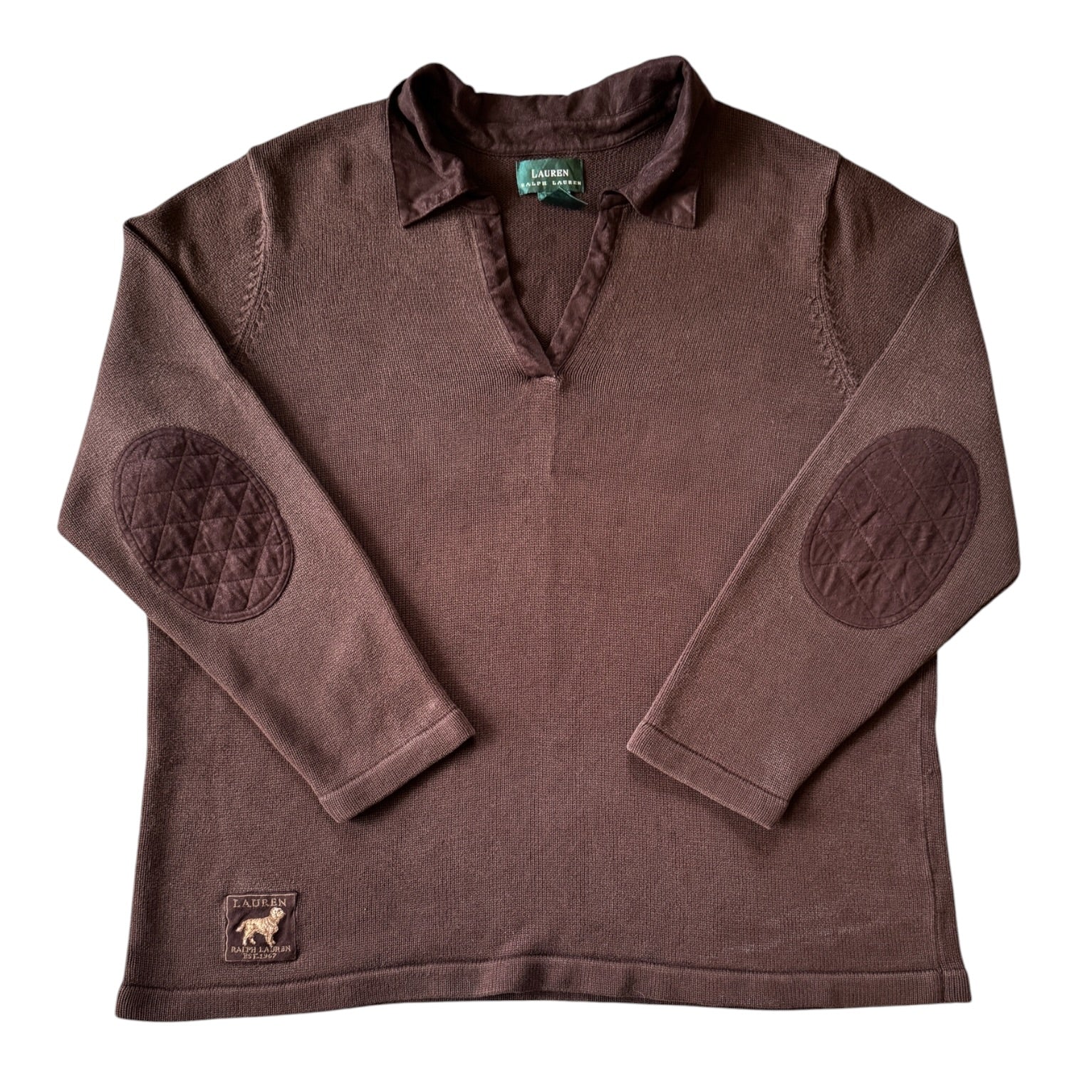 Woman's Extra large Ralph Lauren Brown Knitted Collared Jumper