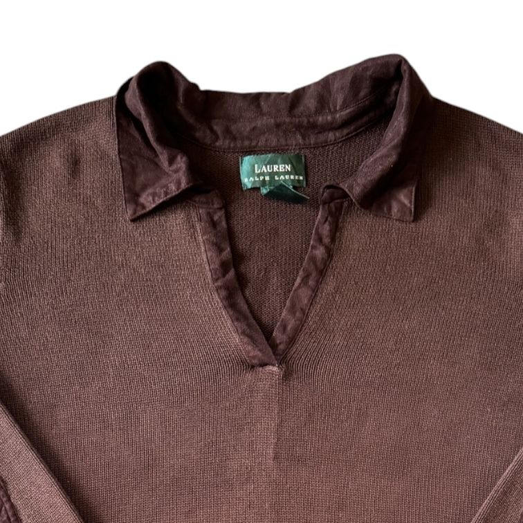 Woman's Extra large Ralph Lauren Brown Knitted Collared Jumper