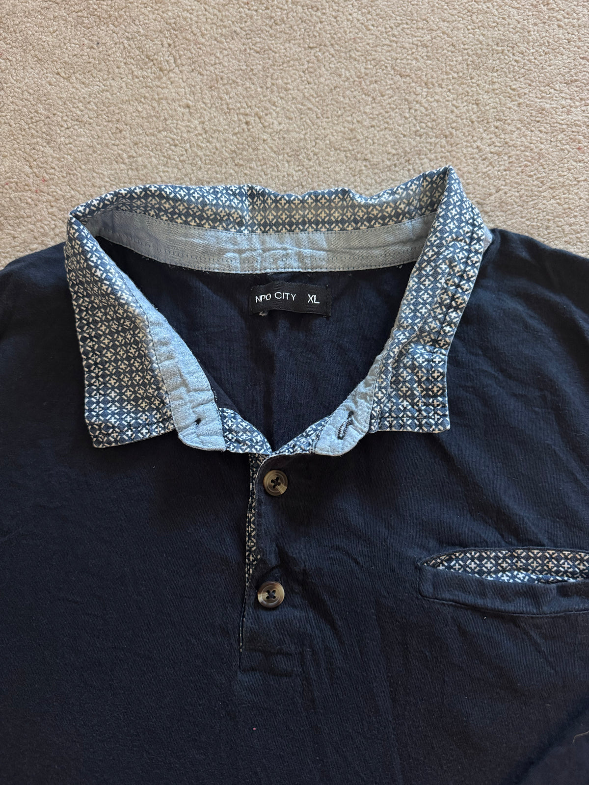 Extra large Npo City Navy Rugby Shirt with Elbow Patches