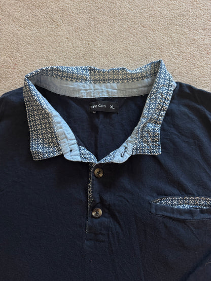 Extra large Npo City Navy Rugby Shirt with Elbow Patches