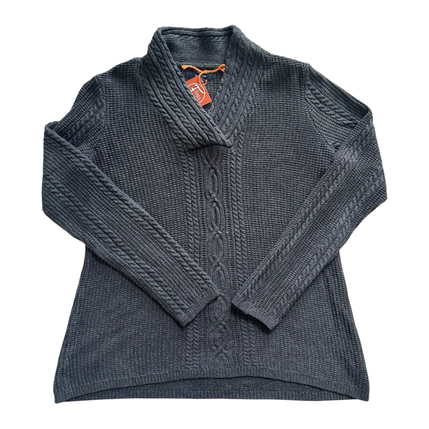 Woman's Large Nautica Grey Knitted Shawl Neck Jumper