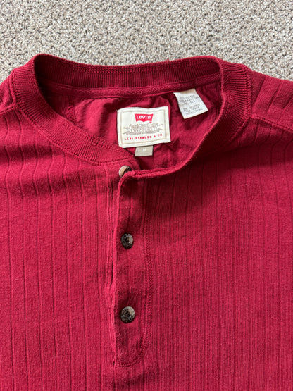 Medium Levi's Red Knitted Henley T-Shirt