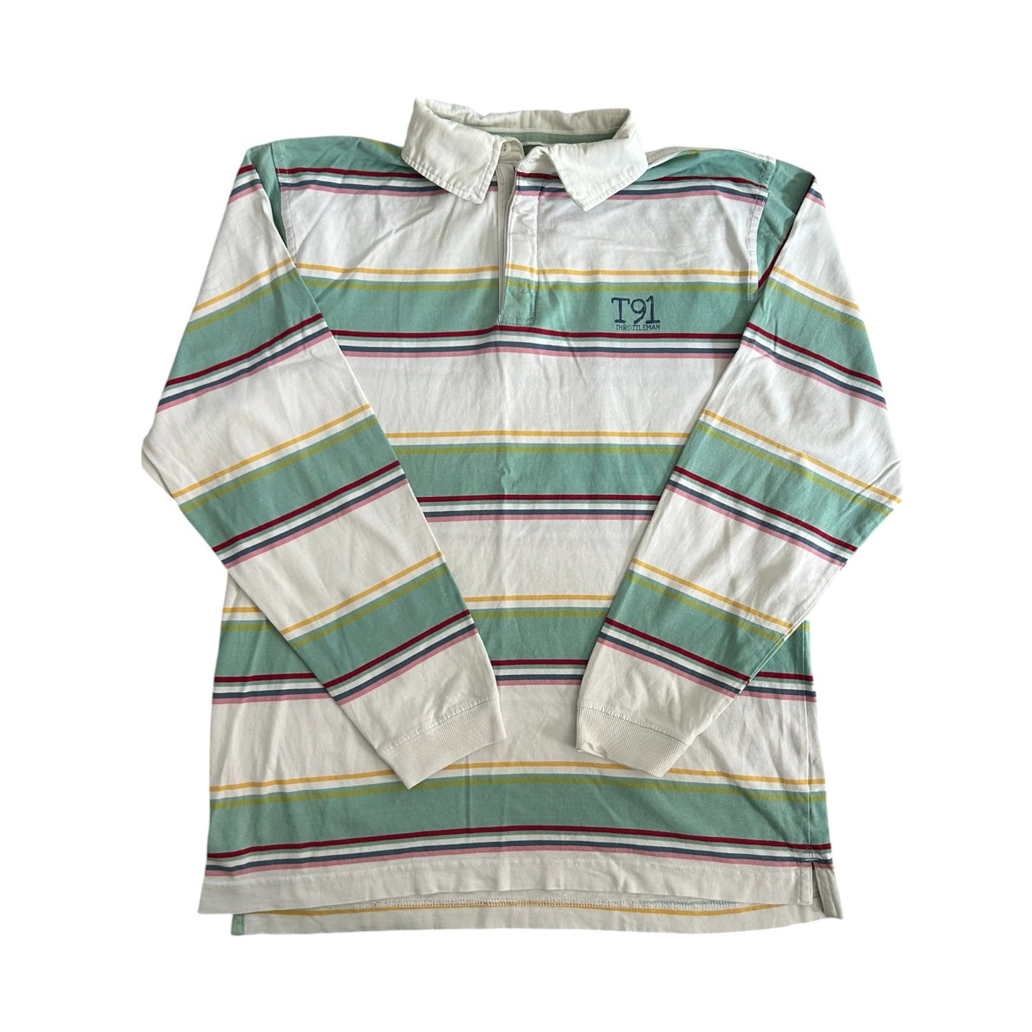 Aged 12 Throttleman Green and White Rugby Shirt