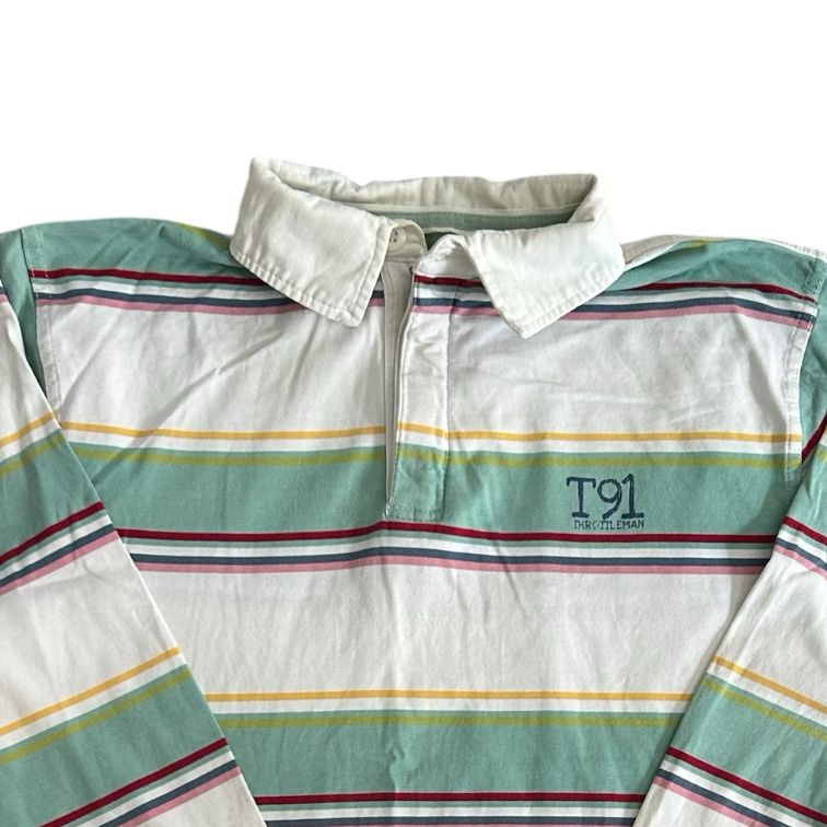 Aged 12 Throttleman Green and White Rugby Shirt