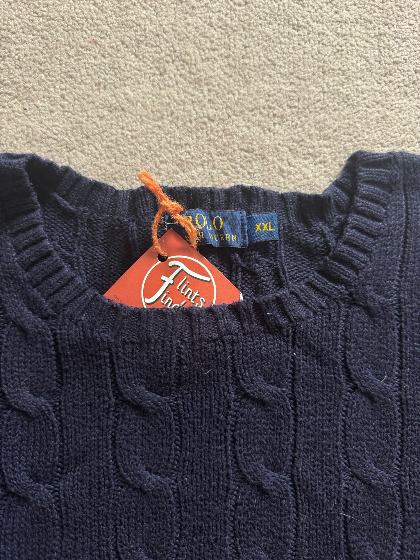 XXL Ralph Lauren Navy Cable Knit Jumper