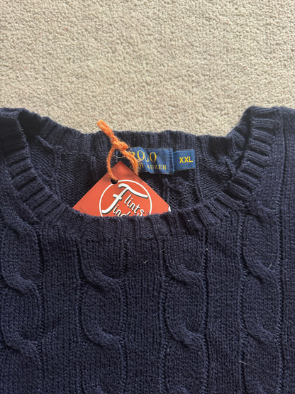 XXL Ralph Lauren Navy Cable Knit Jumper