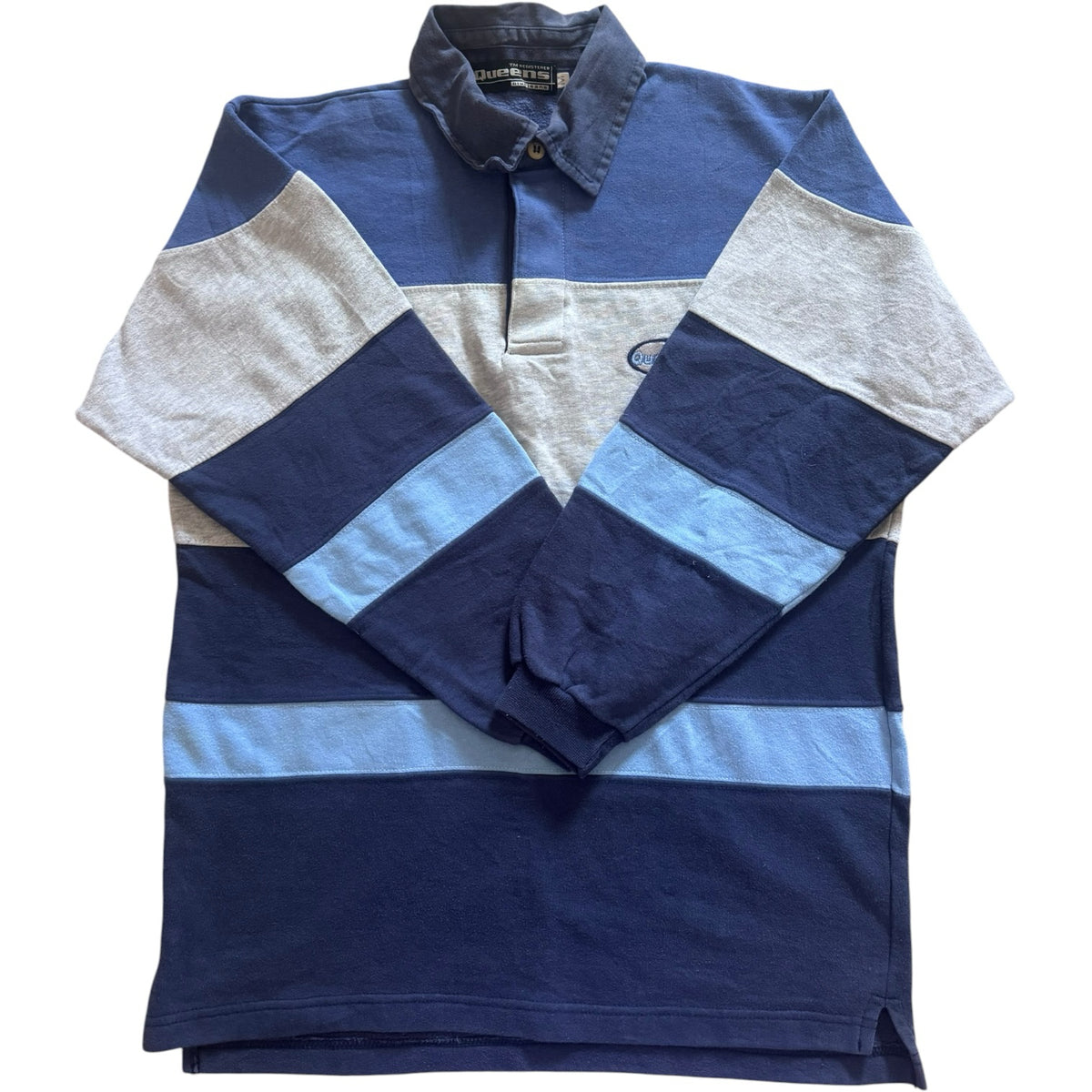Medium Queens Blue and Grey Sweatshirt Rugby Shirt