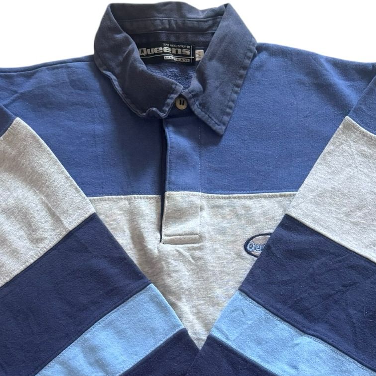 Medium Queens Blue and Grey Sweatshirt Rugby Shirt