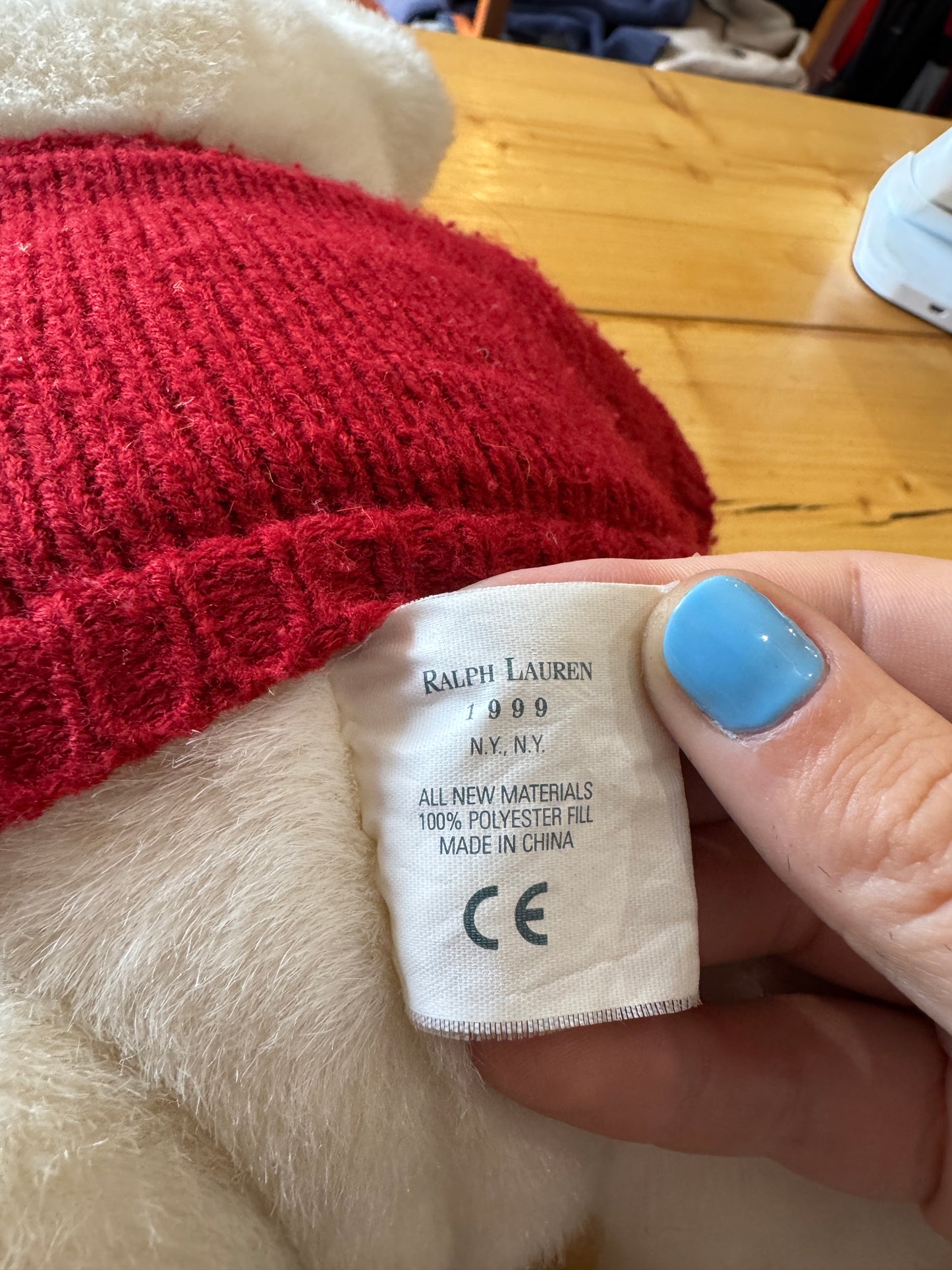 Ralph Lauren White Teddy Bear With Red Polo 2000 Jumper