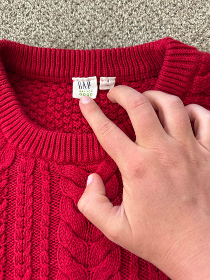 Woman's Small Gap Red Cable Knit Jumper