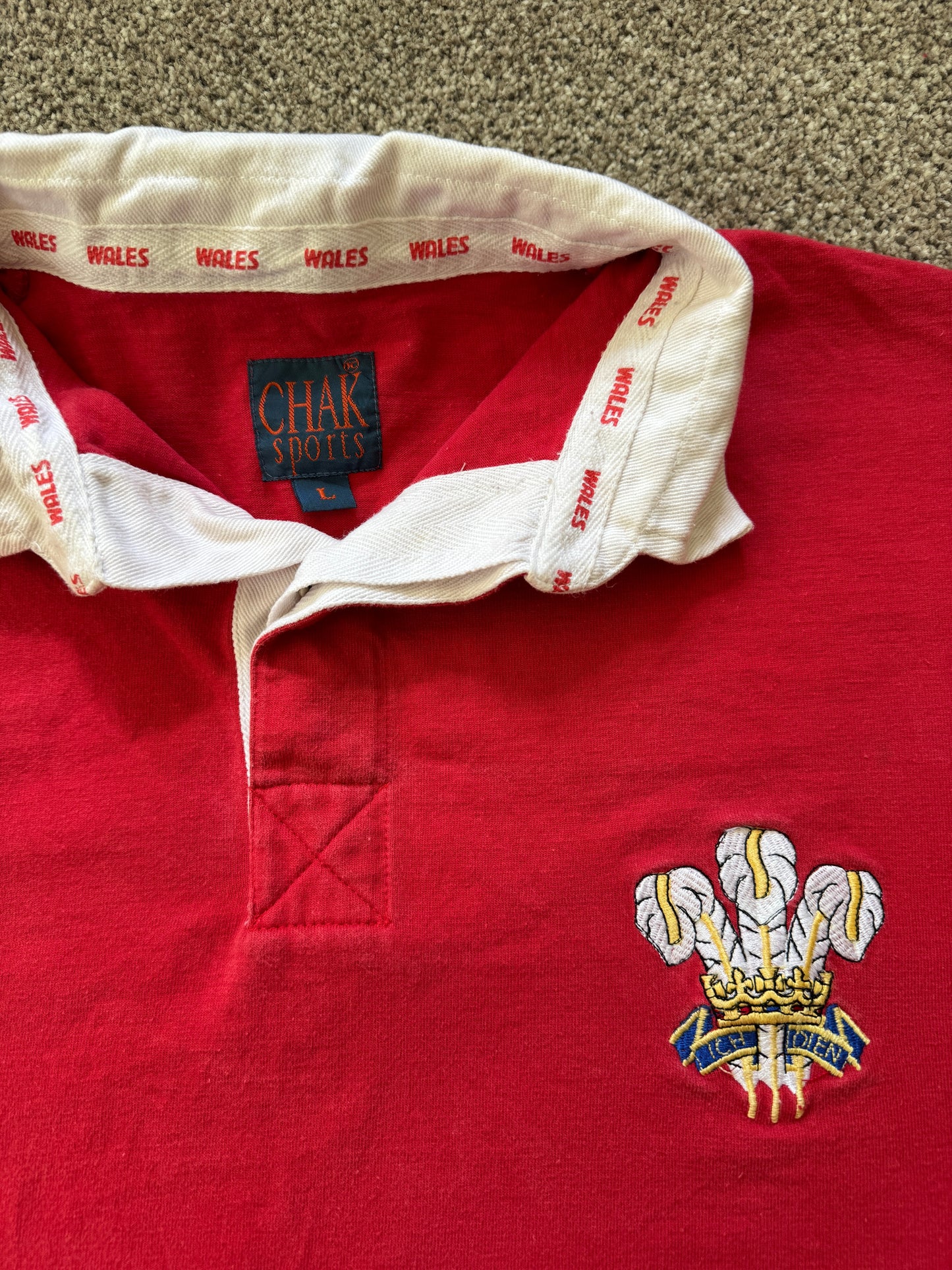 Large Chak Sports Red Wales Rugby Shirt