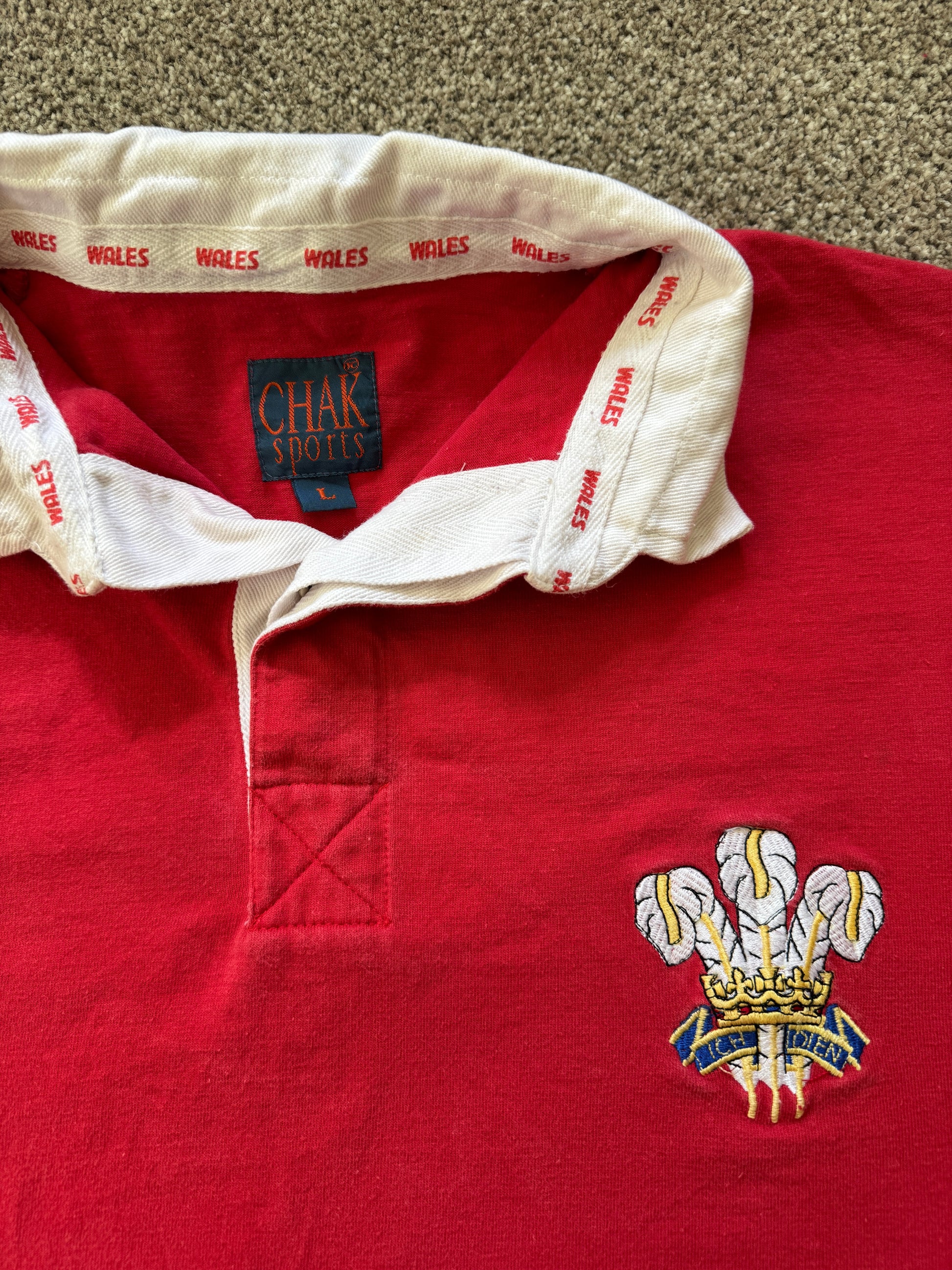 Large Chak Sports Red Wales Rugby Shirt