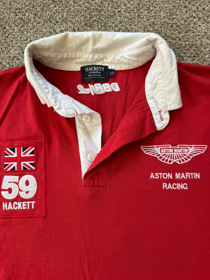 Large Hackett Aston Martin Red Rugby Shirt