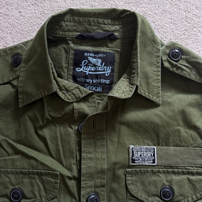 Small Superdry Green Military Style Shirt