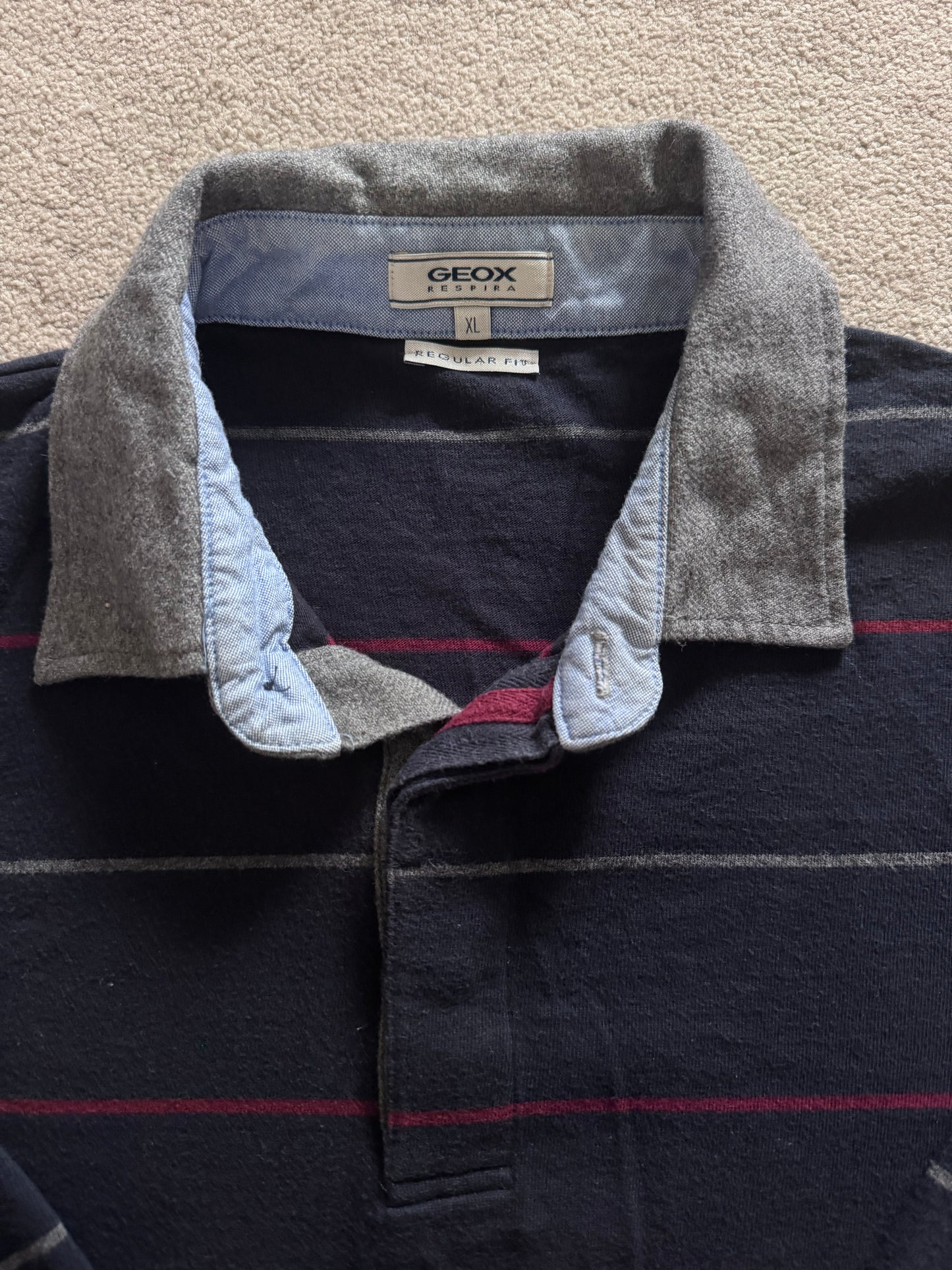 Extra large Geox Navy, Red and Grey Rugby Shirt