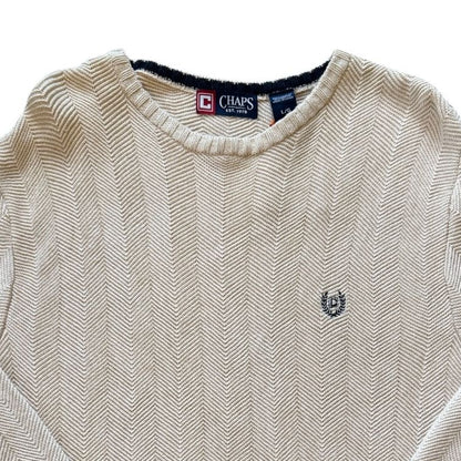 Large Chaps Beige Herringbone Knitted Jumper