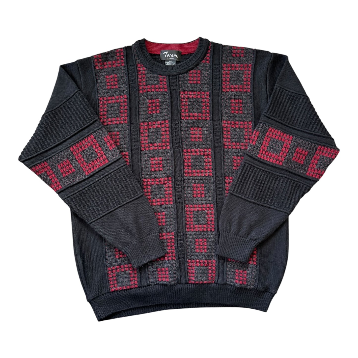 Large Tosani Black and Red Funky Knit