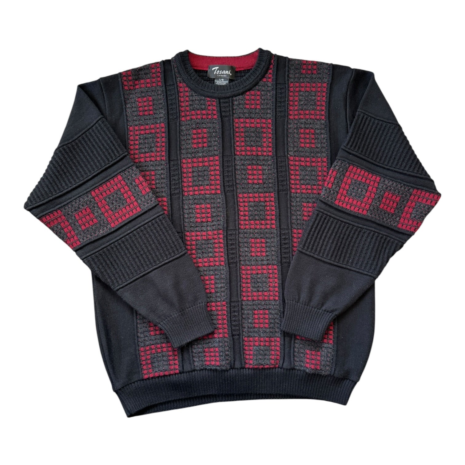 Large Tosani Black and Red Funky Knit