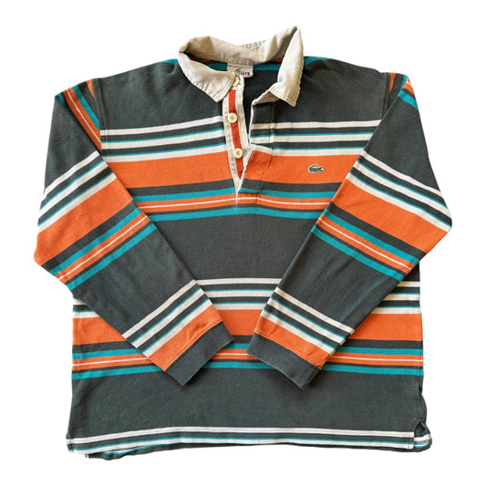 Medium Lacoste Orange and Grey Long Sleeved Polo Shirt