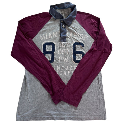 Medium Decoy Grey and Burgundy Rugby Shirt