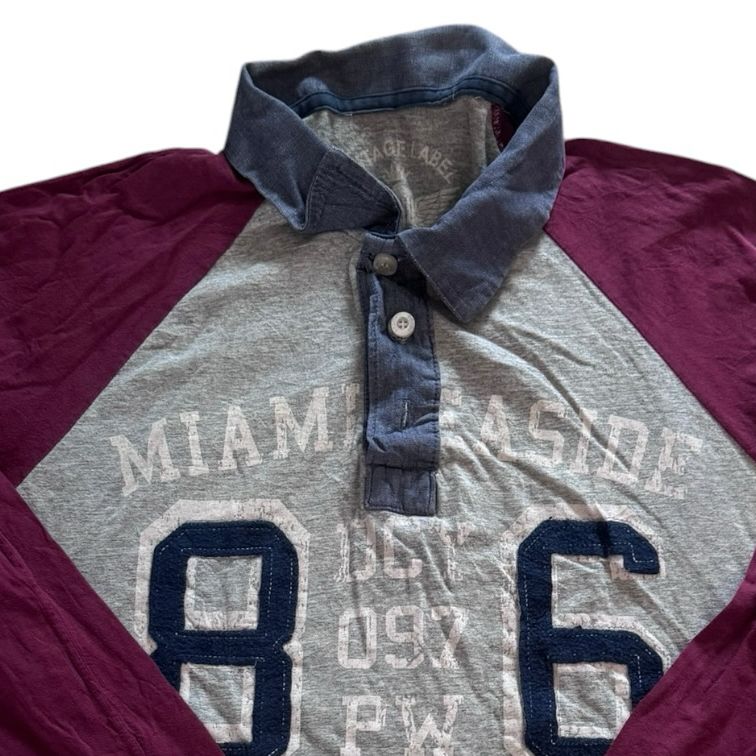 Medium Decoy Grey and Burgundy Rugby Shirt