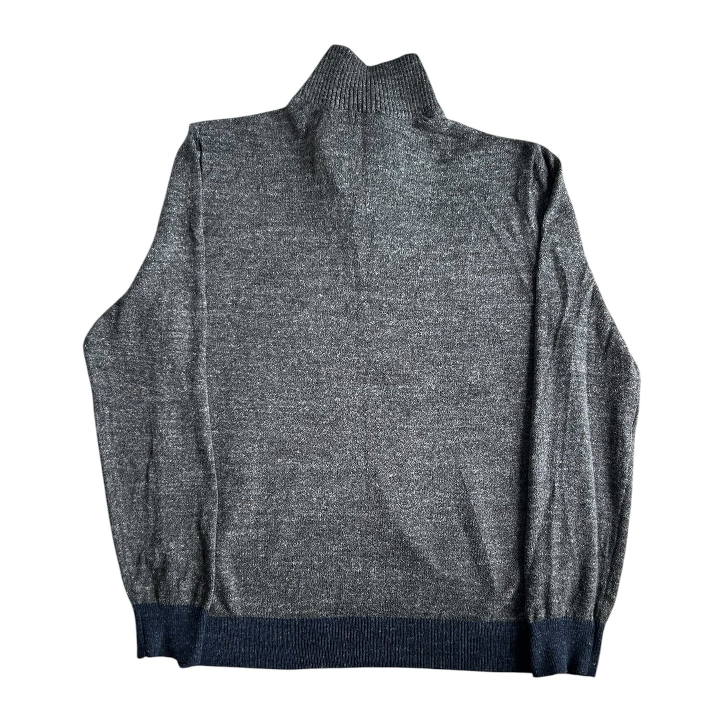 Large Gap Grey and Navy 1/4 Button Jumper