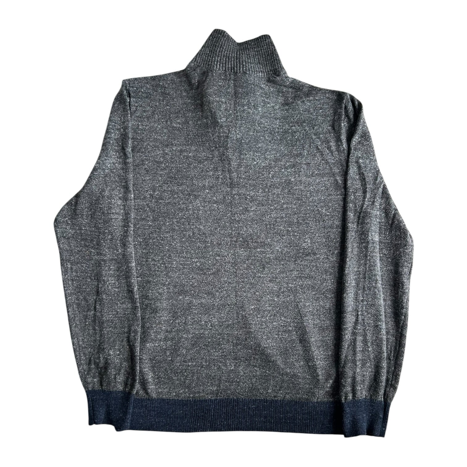 Large Gap Grey and Navy 1/4 Button Jumper